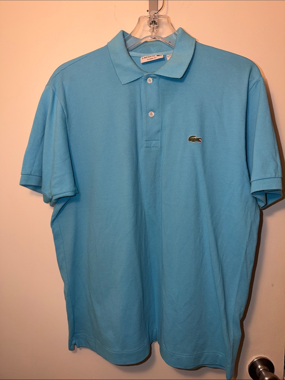 Lacoste Men’s Polo Shirt in Light Blue with Crocodile Emblem